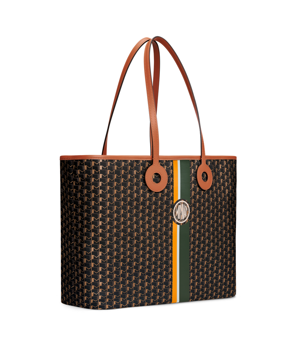 Moynat Paris - Oh! Tote Ruban mm Handbag - Black & Brown - in Canvas 1920 - Monogram - Luxury
